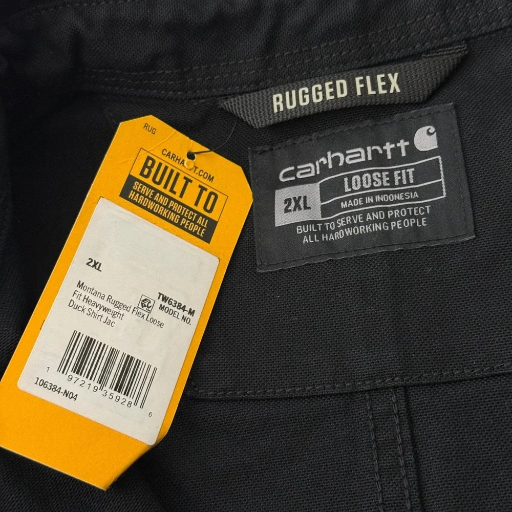 Carhartt Montana Rugged Flex Loose Fit Duck Shirt Jac Black 2XL TW6384-M NWT